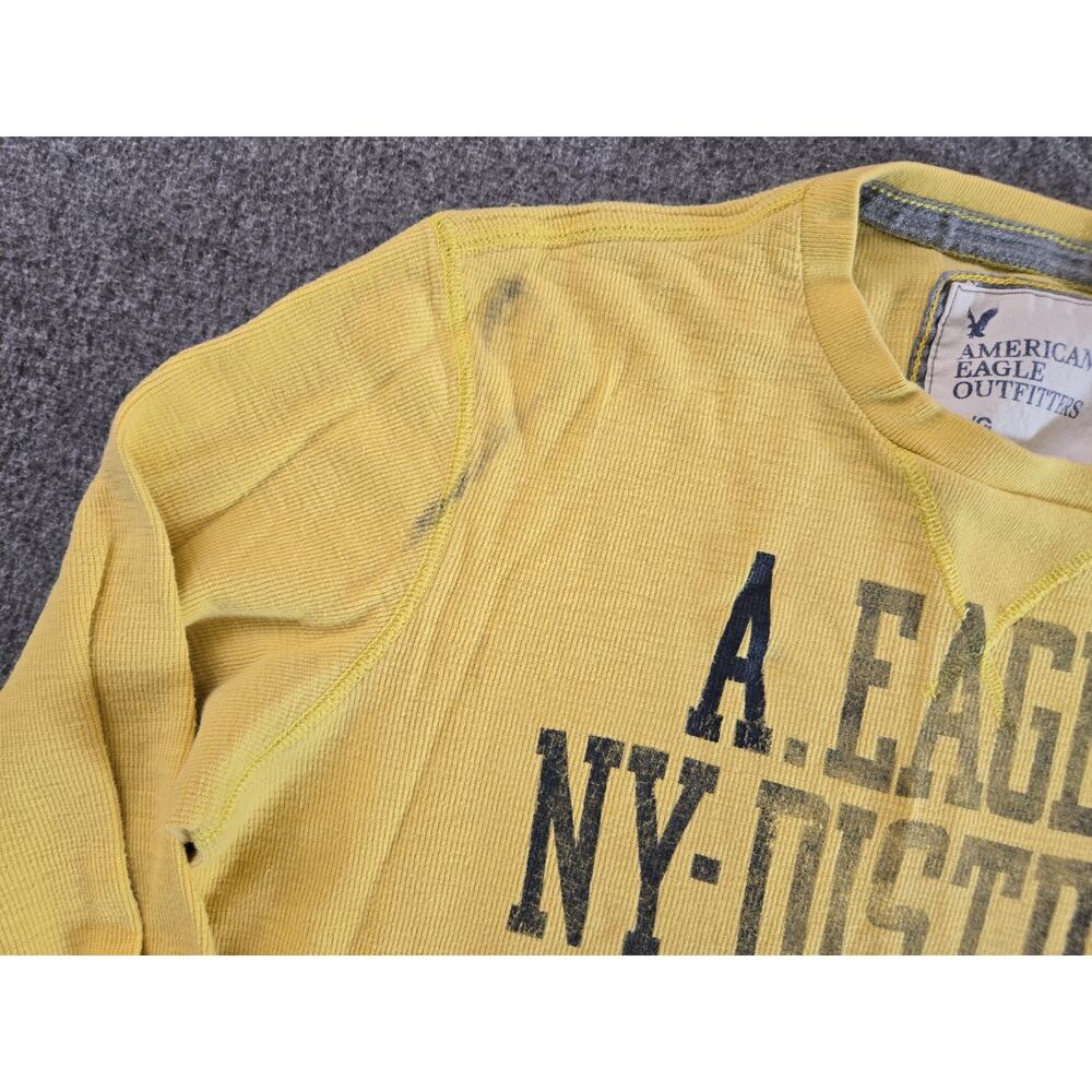 American Eagle Y2K 2009 Waffle-knit Graphic Long Sleeve Thermal Shirt Mens Sz Lg - Picture 4 of 13